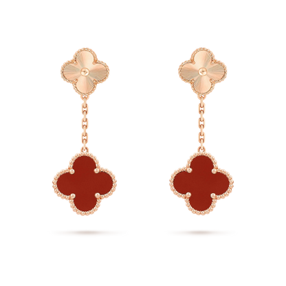 [⭐Aura]CLOVER 2 MOTIF  LASER CARNELIAN EARRINGS