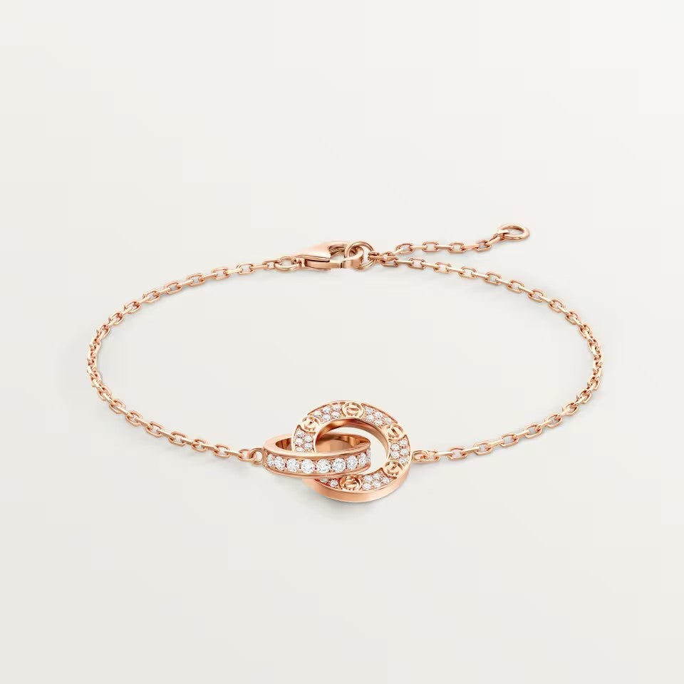 [⭐Aura]LOVE DOUBLE RING FULL DIAMOND BRACELET