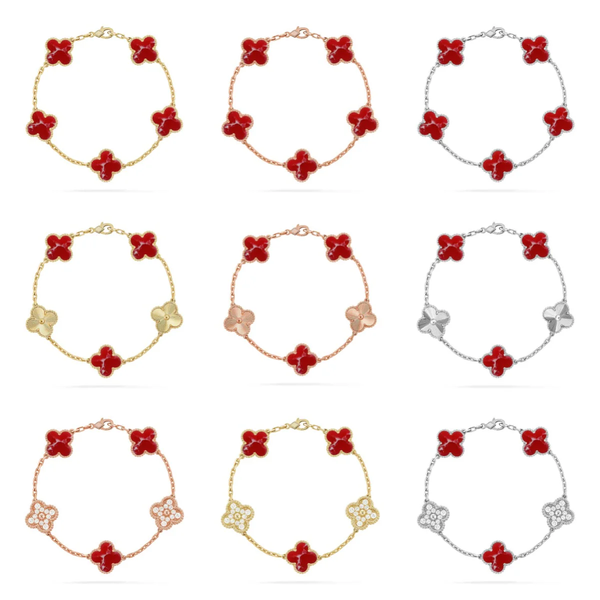 [⭐Aura]CLOVER 5 MOTIF RED PATTERN BRACELET COLLECTION