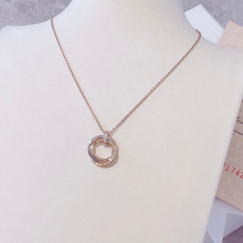 [⭐Aura]TRINITY NECKLACE GOLD  DIAMONDS