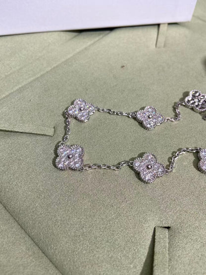 [⭐Aura]CLOVER 10 MOTIFS  FULL DIAMOND NECKLACE
