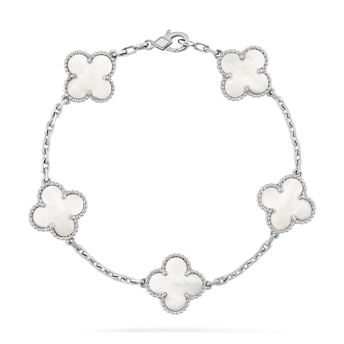 [⭐Aura]CLOVER WHITE PEARL MOP 5 MOTIF BRACELET COLLECTION