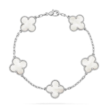 [⭐Aura]CLOVER WHITE PEARL MOP 5 MOTIF BRACELET COLLECTION