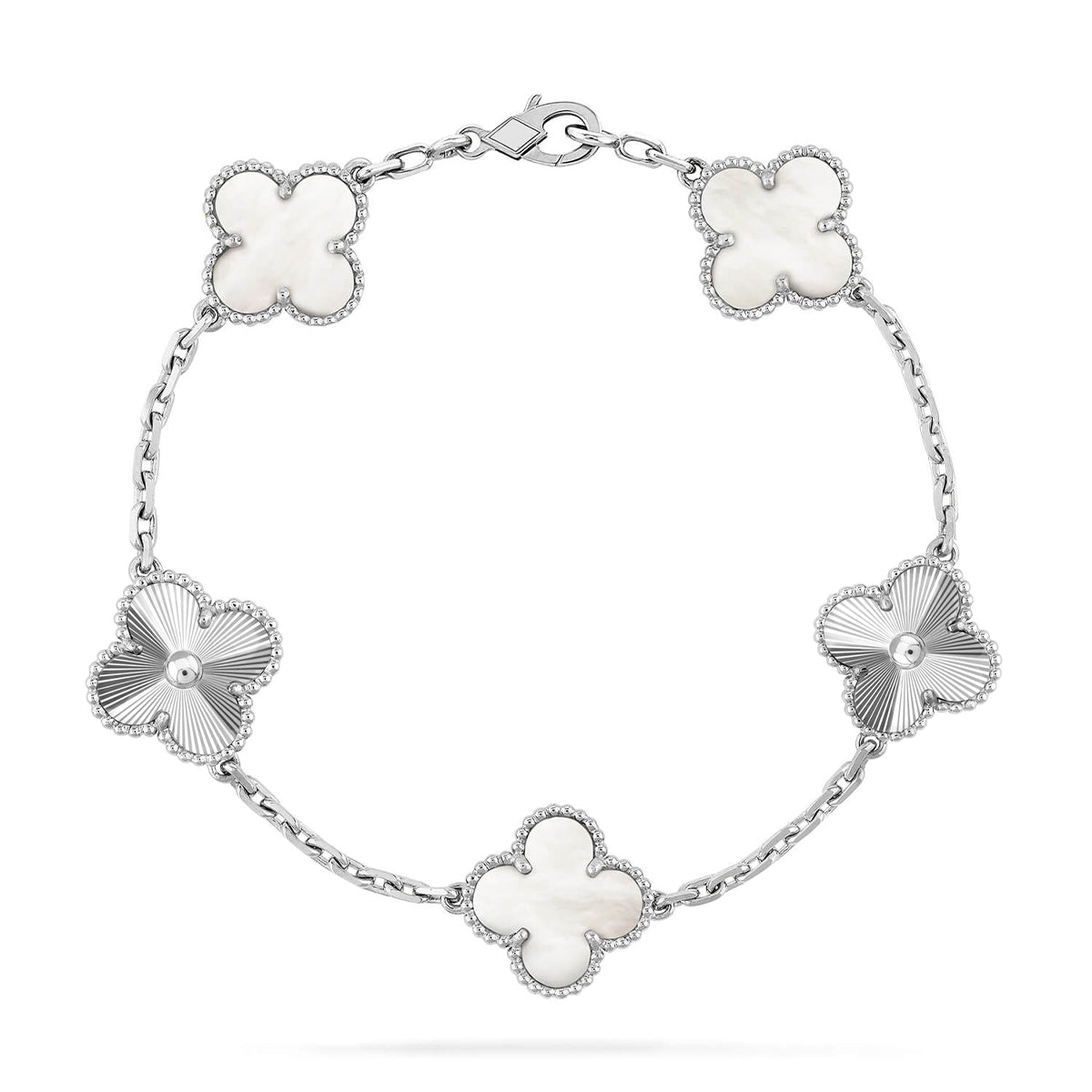[⭐Aura]CLOVER WHITE PEARL MOP 5 MOTIF BRACELET COLLECTION