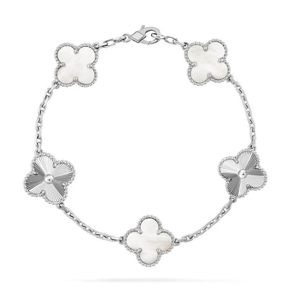 [⭐Aura]CLOVER WHITE PEARL MOP 5 MOTIF BRACELET COLLECTION