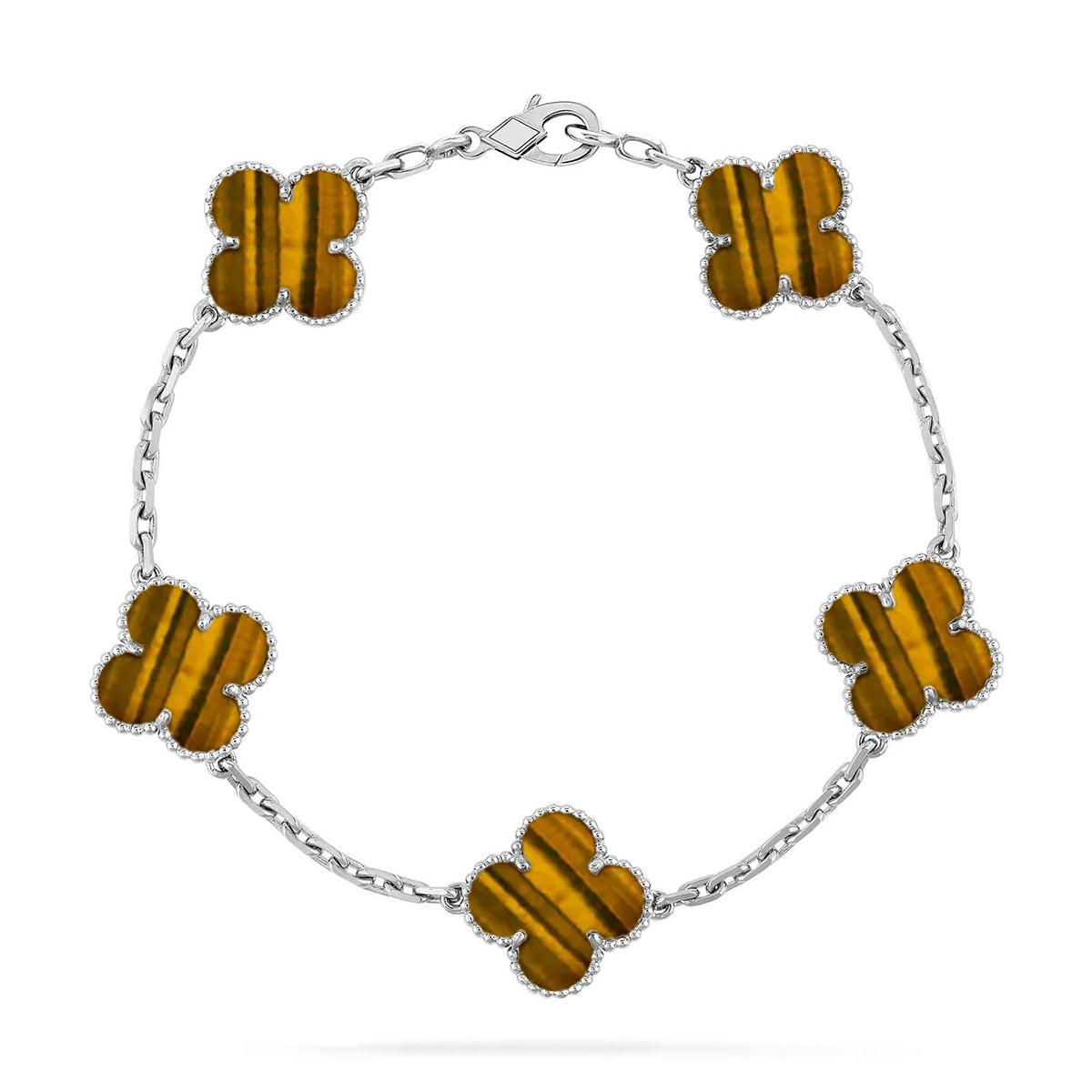 [⭐Aura] CLOVER 5 MOTIFS TIGER EYE BRACELET COLLECTION