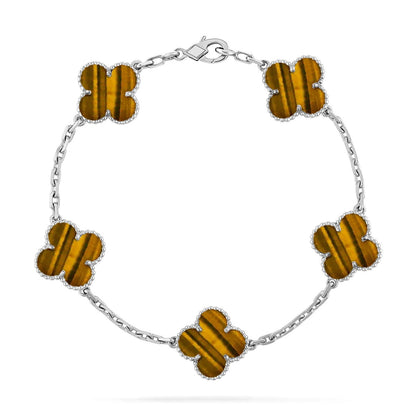 [⭐Aura] CLOVER 5 MOTIFS TIGER EYE BRACELET COLLECTION