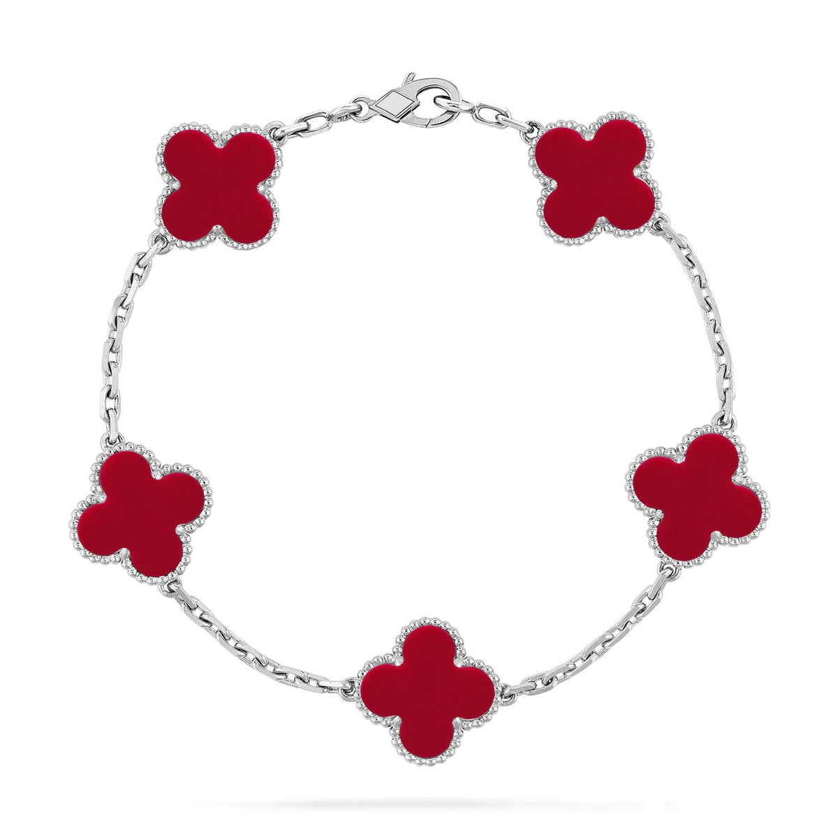 [⭐Aura] CLOVER 5 MOTIF RED CORNELIAN BRACELET COLLECTION
