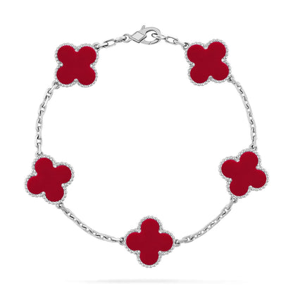 [⭐Aura] CLOVER 5 MOTIF RED CORNELIAN BRACELET COLLECTION