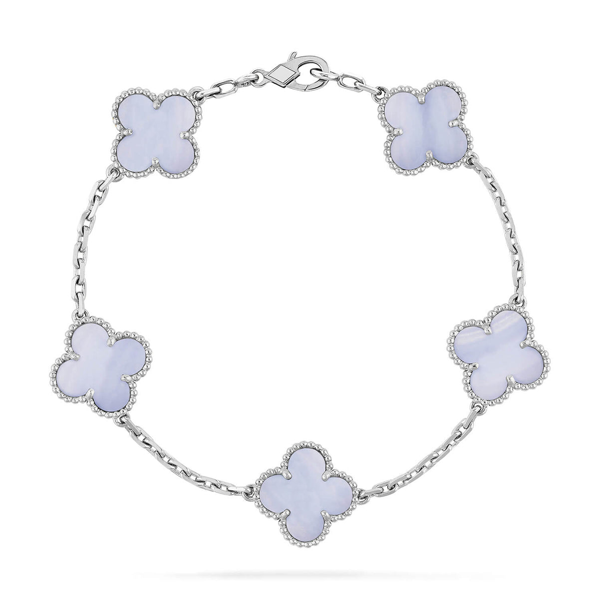 [⭐Aura] CLOVER 5 MOTIF PURPLE CHALCEDONY BRACELET COLLECTION
