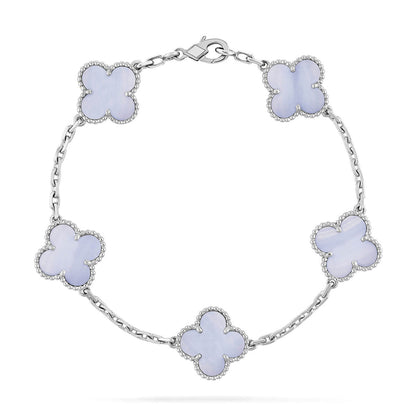 [⭐Aura] CLOVER 5 MOTIF PURPLE CHALCEDONY BRACELET COLLECTION