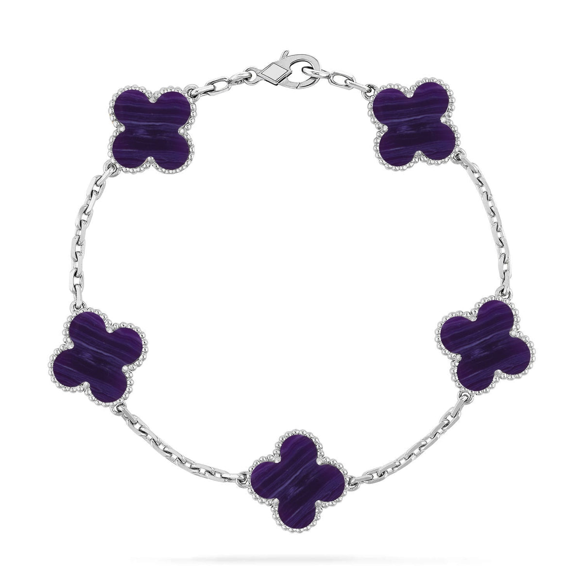 [⭐Aura]CLOVER 5 MOTIF PURPLE STRIPES BRACELET COLLECTION