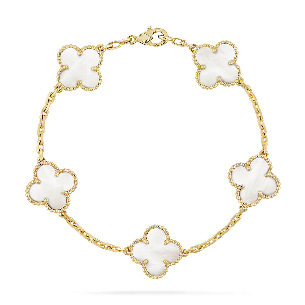 [⭐Aura]CLOVER WHITE PEARL MOP 5 MOTIF BRACELET COLLECTION