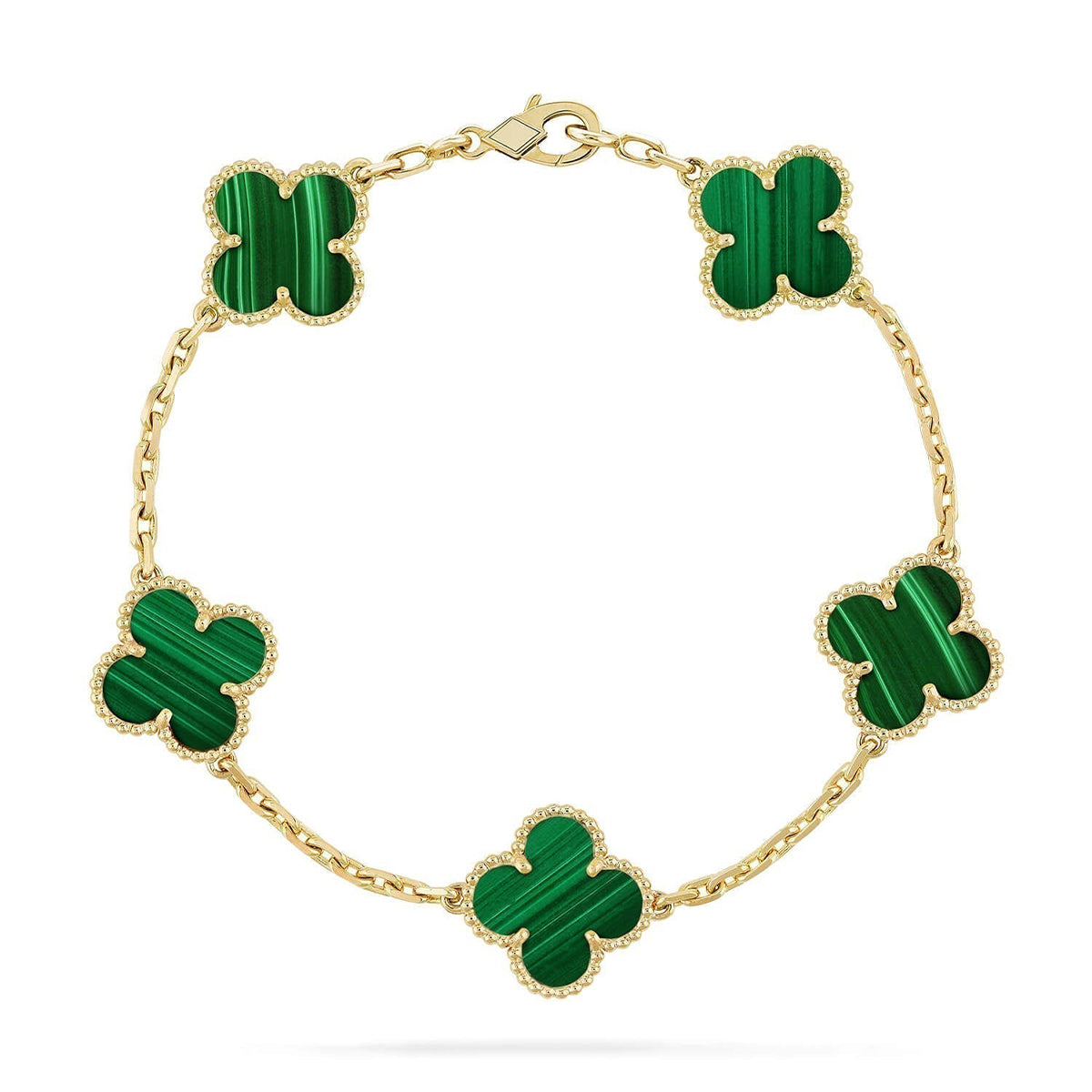 [⭐Aura] CLOVER 5 MOTIF MALACHITE BRACELET COLLECTION
