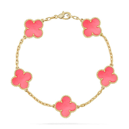 [⭐Aura] CLOVER 5 MOTIFS  PINK MOP BRACELET COLLECTION