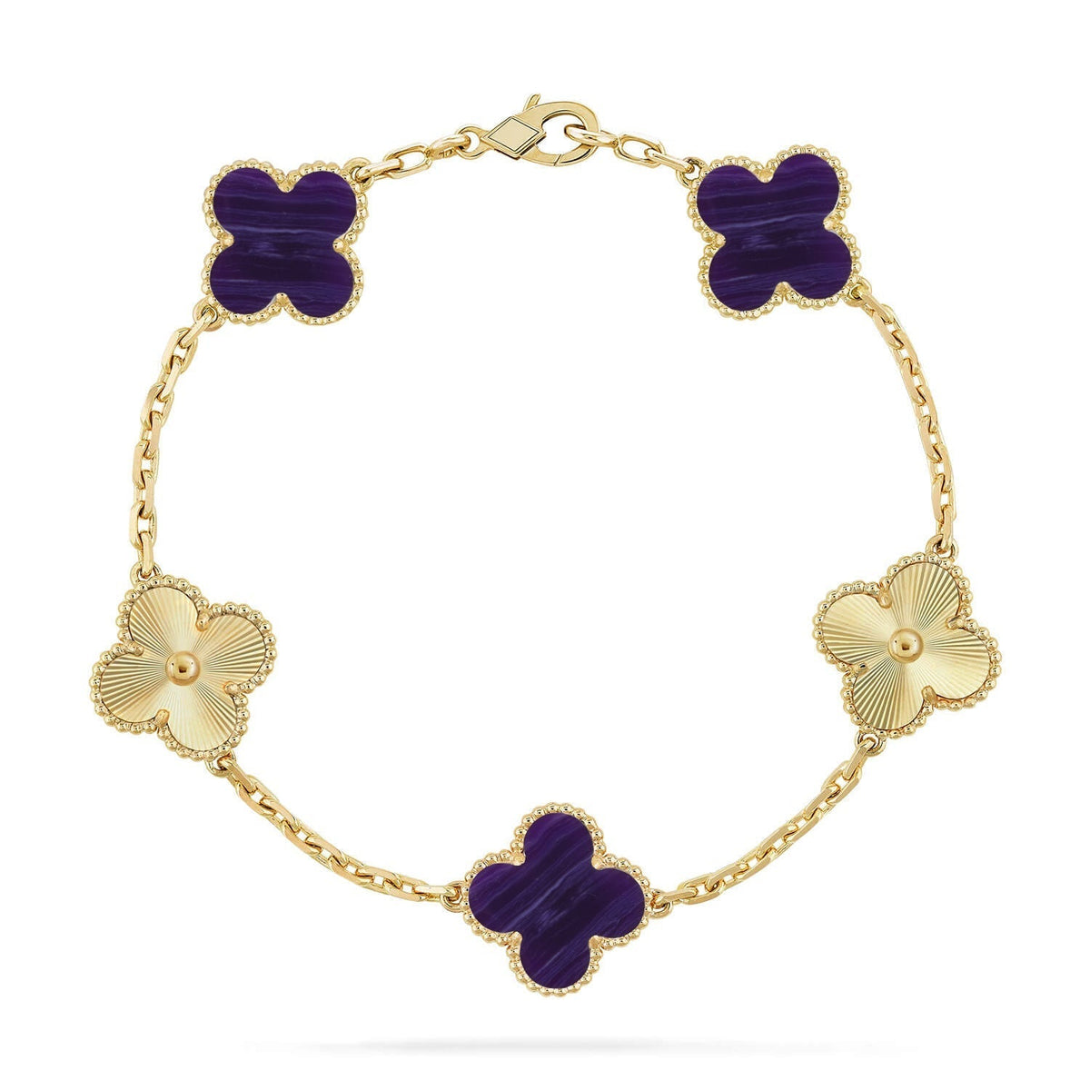[⭐Aura]CLOVER 5 MOTIF PURPLE STRIPES BRACELET COLLECTION