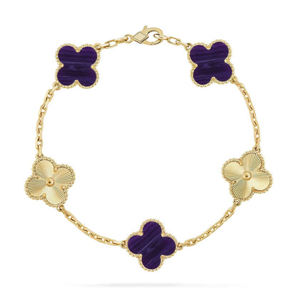 [⭐Aura]CLOVER 5 MOTIF PURPLE STRIPES BRACELET COLLECTION