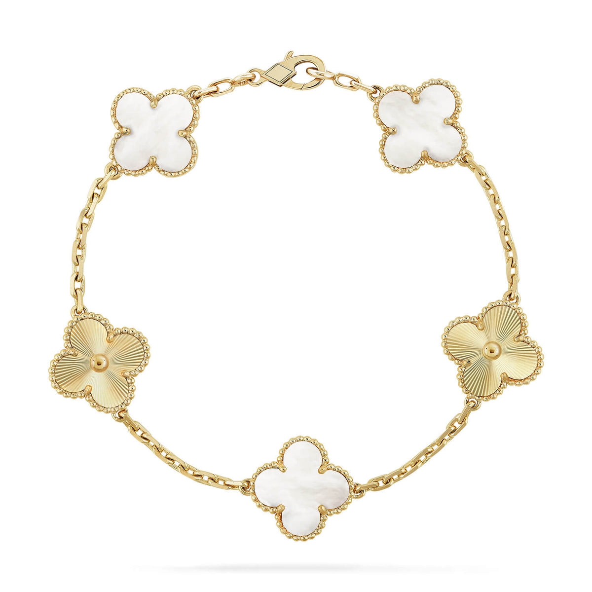 [⭐Aura]CLOVER WHITE PEARL MOP 5 MOTIF BRACELET COLLECTION