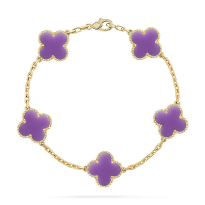 [⭐Aura]CLOVER 5 MOTIF LIGHT PURPLE BRACELET COLLECTION