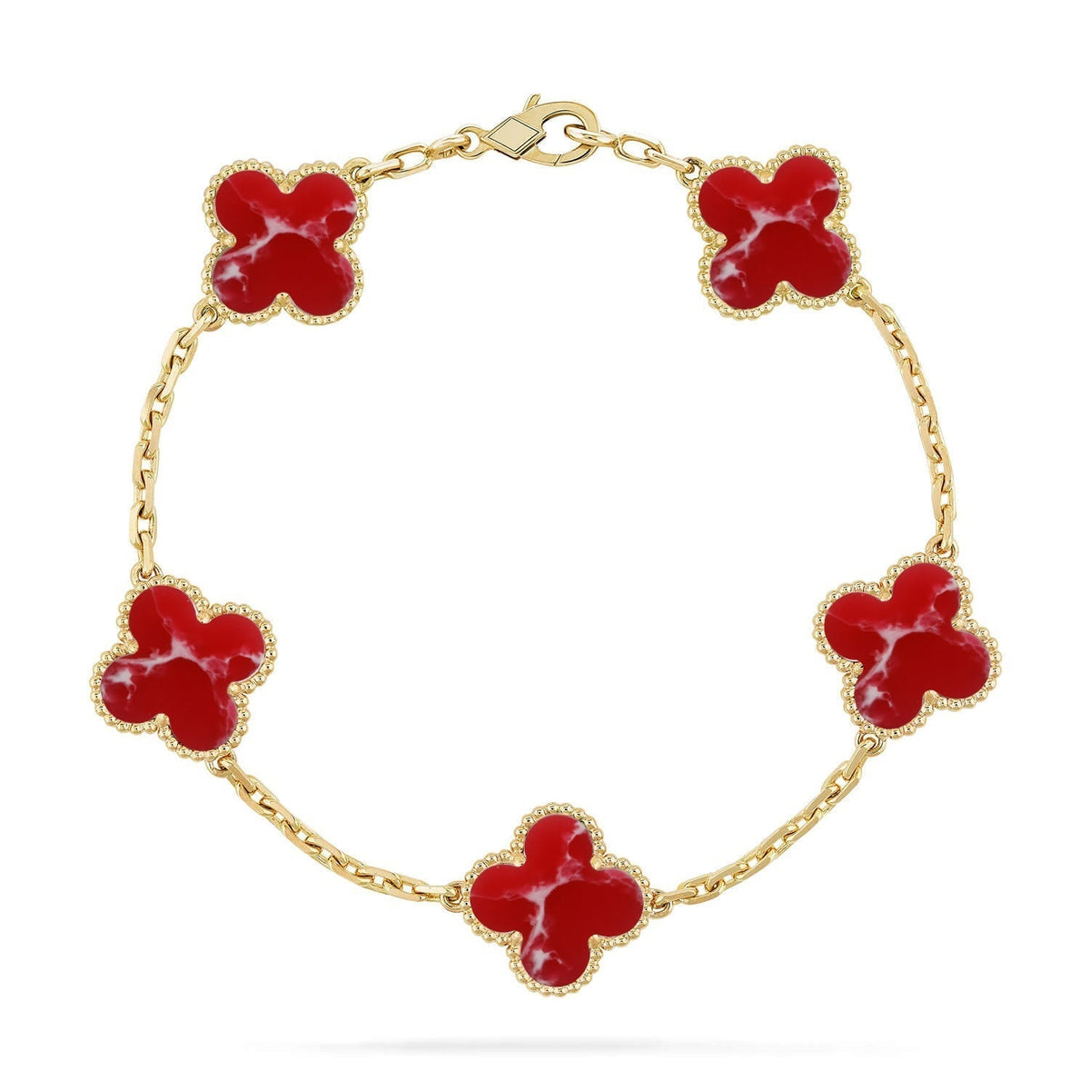 [⭐Aura]CLOVER 5 MOTIF RED PATTERN BRACELET COLLECTION