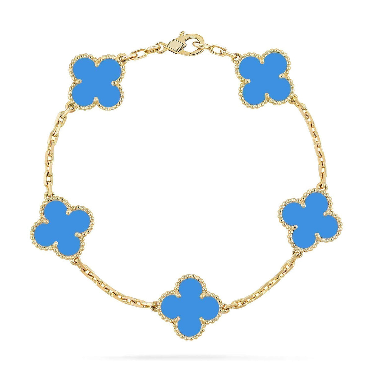 [⭐Aura] CLOVER 5 MOTIF BLUE AGATE BRACELET COLLECTION
