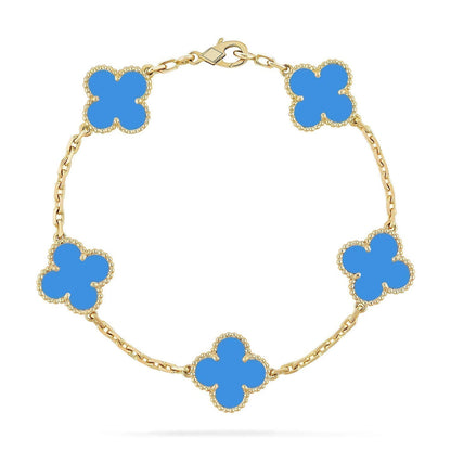 [⭐Aura] CLOVER 5 MOTIF BLUE AGATE BRACELET COLLECTION