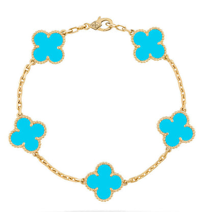 [⭐Aura] CLOVER 5 MOTIF TURQUOISE BRACELET COLLECTION