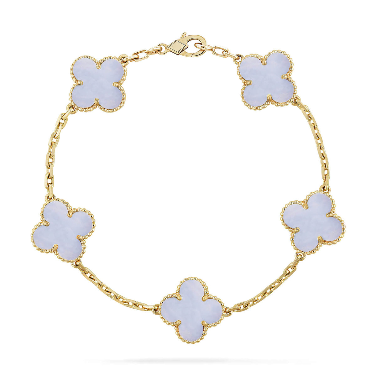 [⭐Aura] CLOVER 5 MOTIF PURPLE CHALCEDONY BRACELET COLLECTION
