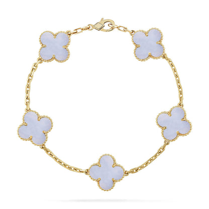 [⭐Aura] CLOVER 5 MOTIF PURPLE CHALCEDONY BRACELET COLLECTION