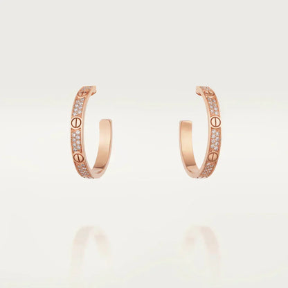 [⭐Aura]LOVE DIAMOND PINK GOLD HOOP EARRINGS