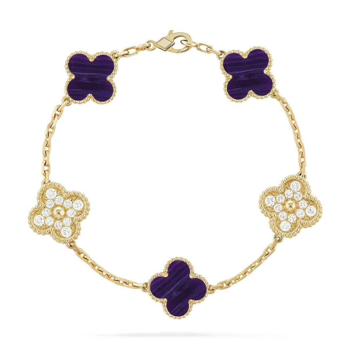 [⭐Aura]CLOVER 5 MOTIF PURPLE STRIPES BRACELET COLLECTION