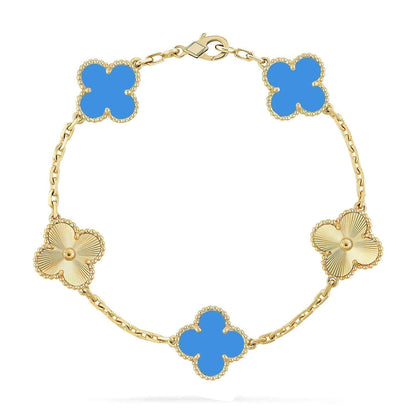 [⭐Aura] CLOVER 5 MOTIF BLUE AGATE BRACELET COLLECTION