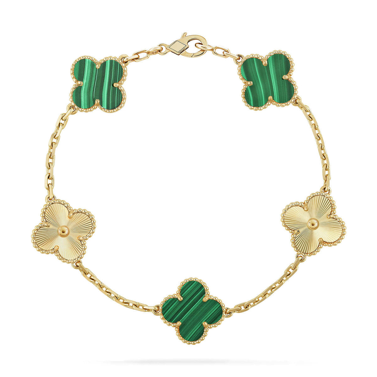 [⭐Aura] CLOVER 5 MOTIF MALACHITE BRACELET COLLECTION