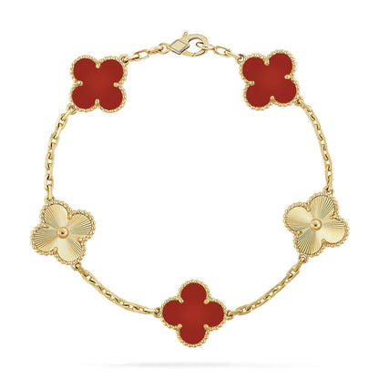 [⭐Aura] CLOVER 5 MOTIF RED CORNELIAN BRACELET COLLECTION