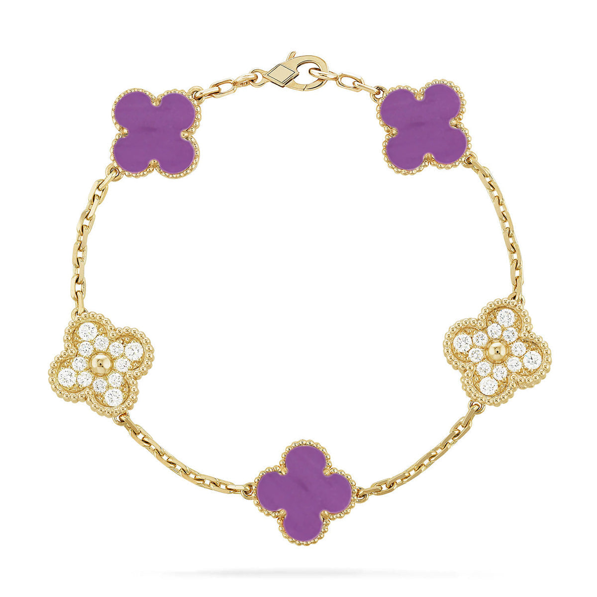 [⭐Aura] CLOVER 5 MOTIF VIOLET BRACELET COLLECTION
