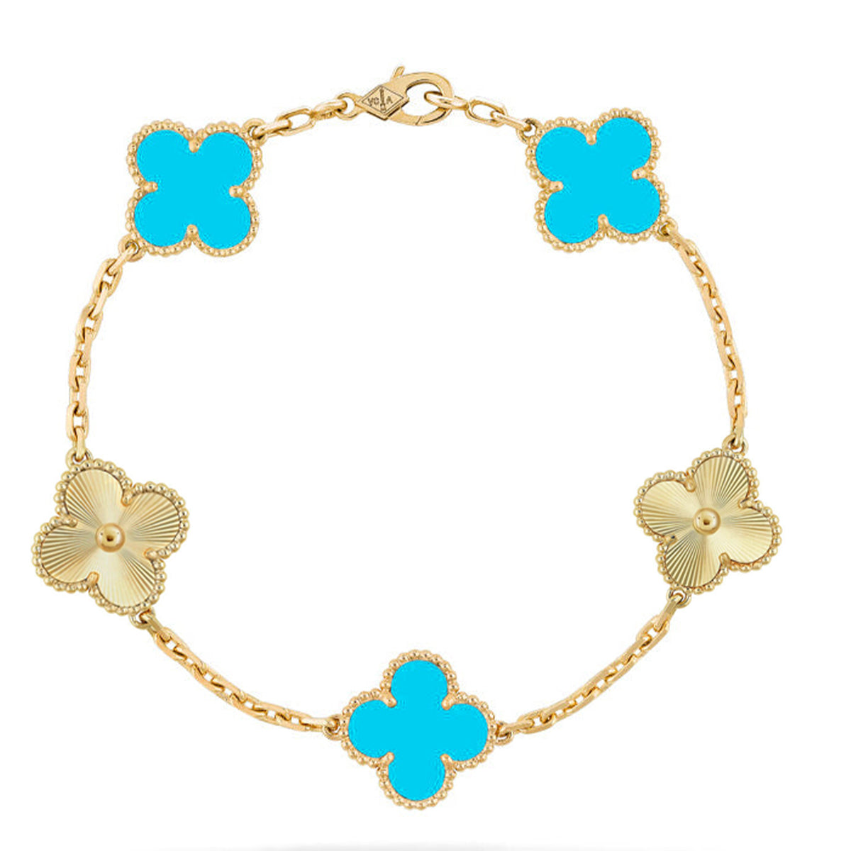 [⭐Aura] CLOVER 5 MOTIF TURQUOISE BRACELET COLLECTION