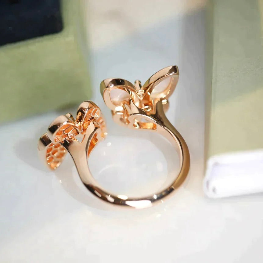 [⭐Aura]TWIN BUTTERFLY DIAMOND MOP RING