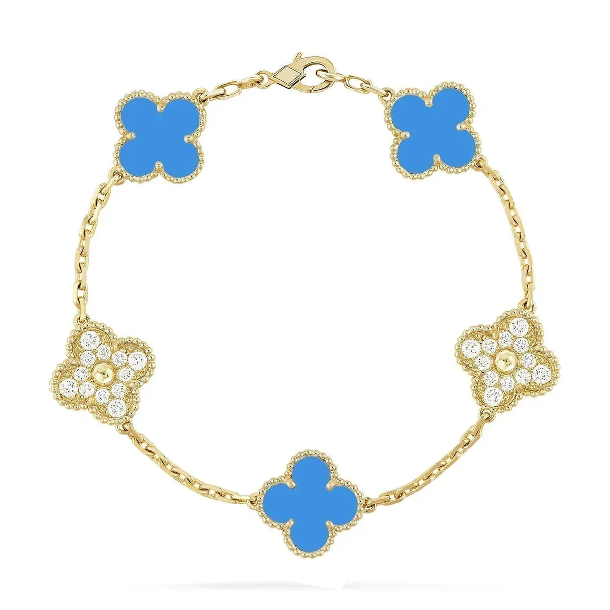 [⭐Aura] CLOVER 5 MOTIF BLUE AGATE BRACELET COLLECTION