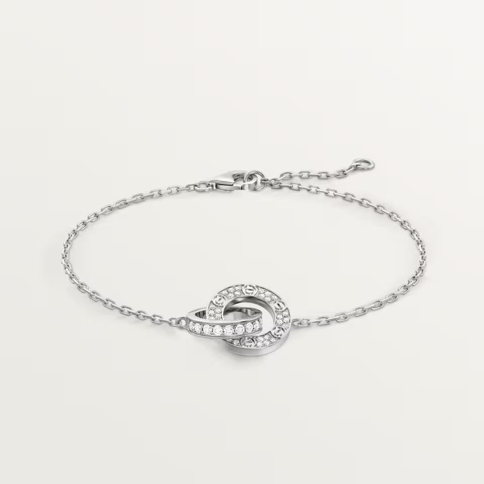 [⭐Aura]LOVE DOUBLE RING FULL DIAMOND BRACELET