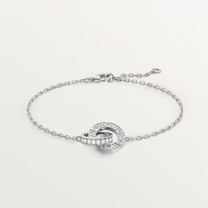 [⭐Aura]LOVE DOUBLE RING FULL DIAMOND BRACELET