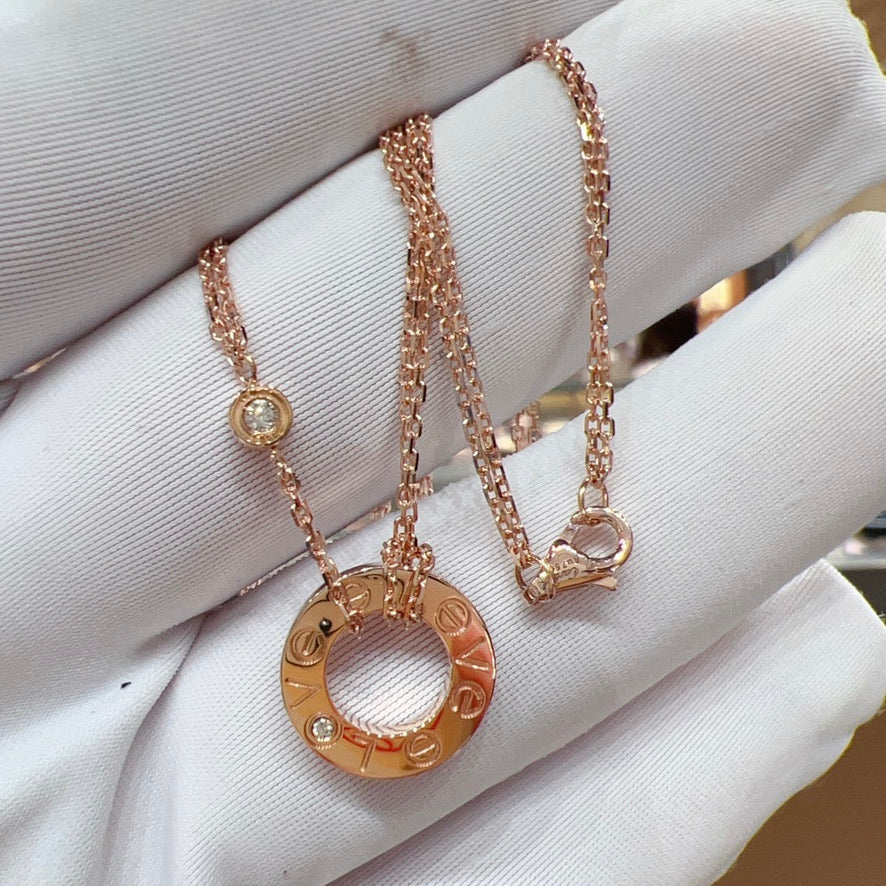 [⭐Aura]LOVE NECKLACE 16MM 2 DIAMONDS