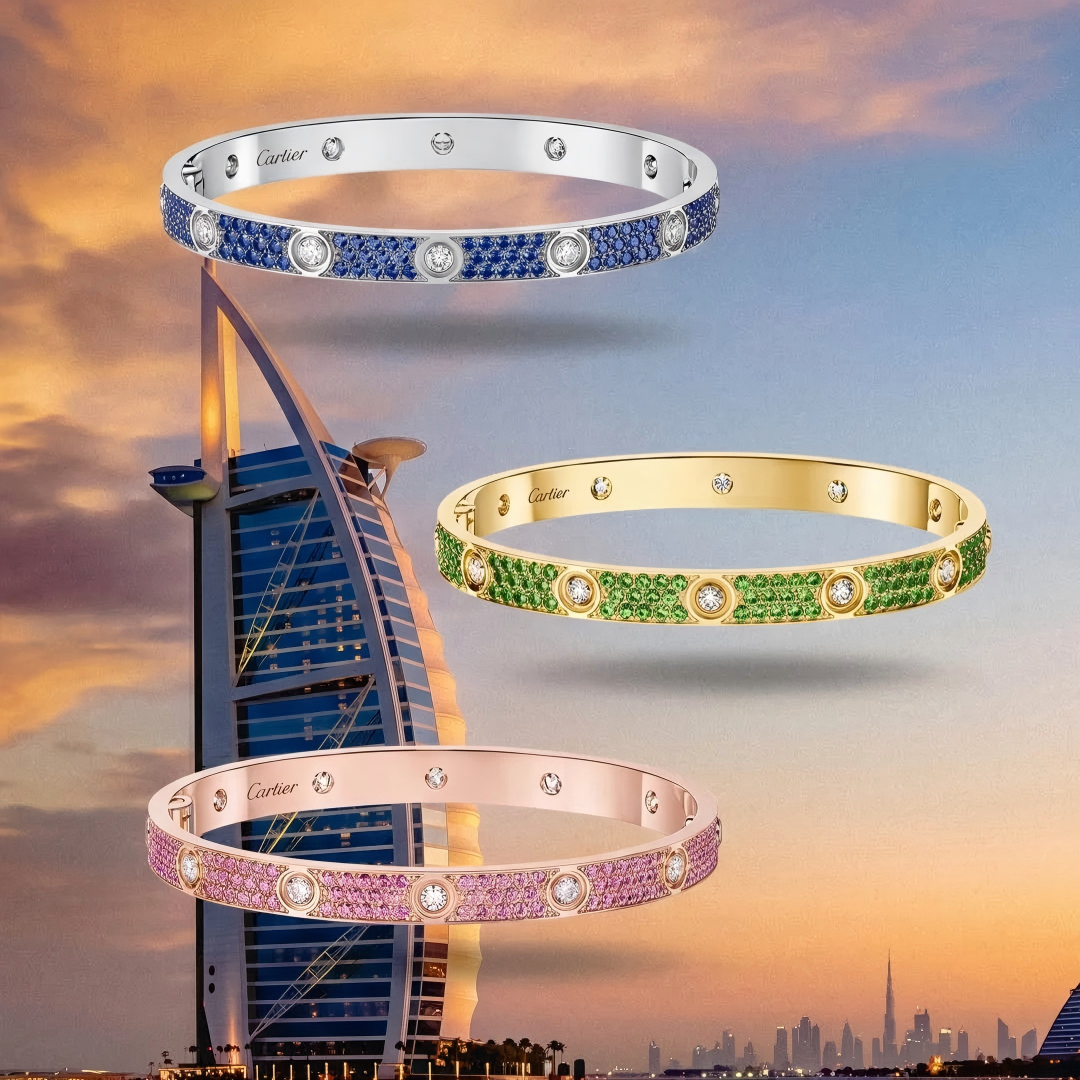 [⭐Aura]2026 PAVE GEMSTONE LOVE BRACELET 6.1MM 10 DIAMONDS