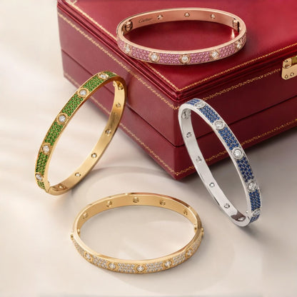 [⭐Aura]2026 PAVE GEMSTONE LOVE BRACELET 6.1MM 10 DIAMONDS