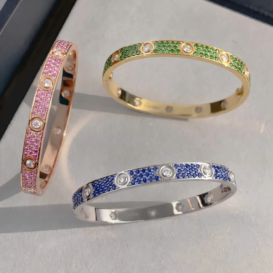 [⭐Aura]2026 PAVE GEMSTONE LOVE BRACELET 6.1MM 10 DIAMONDS