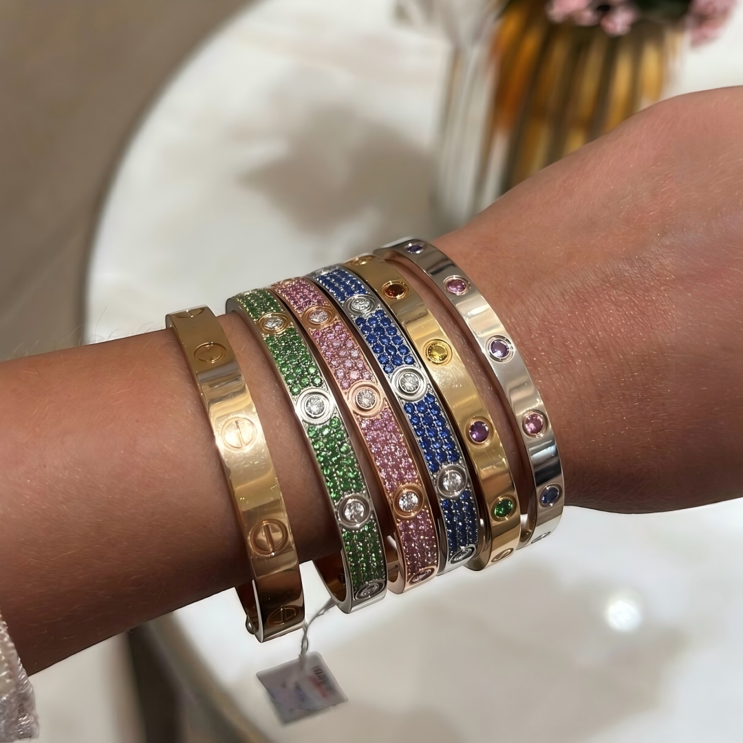 [⭐Aura]2026 PAVE GEMSTONE LOVE BRACELET 6.1MM 10 DIAMONDS