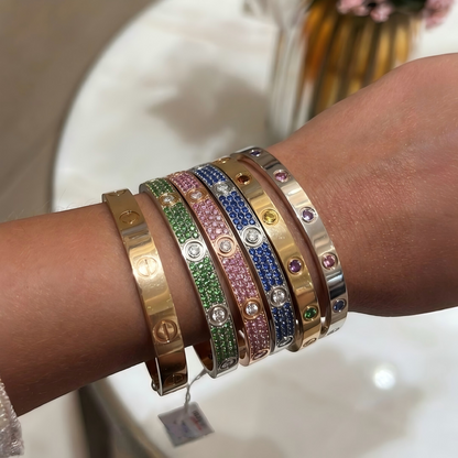 [⭐Aura]2026 PAVE GEMSTONE LOVE BRACELET 6.1MM 10 DIAMONDS