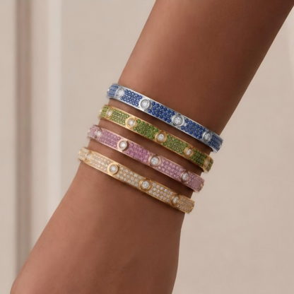 [⭐Aura]2026 PAVE GEMSTONE LOVE BRACELET 6.1MM 10 DIAMONDS