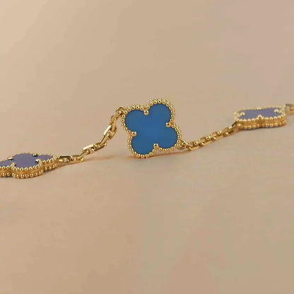 [⭐Aura] CLOVER 5 MOTIF BLUE AGATE BRACELET COLLECTION
