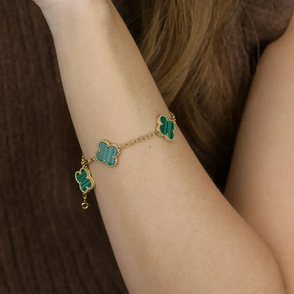 [⭐Aura] CLOVER 5 MOTIF MALACHITE BRACELET COLLECTION