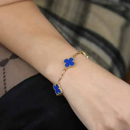 [⭐Aura] CLOVER 5 MOTIF BLUE AGATE BRACELET COLLECTION